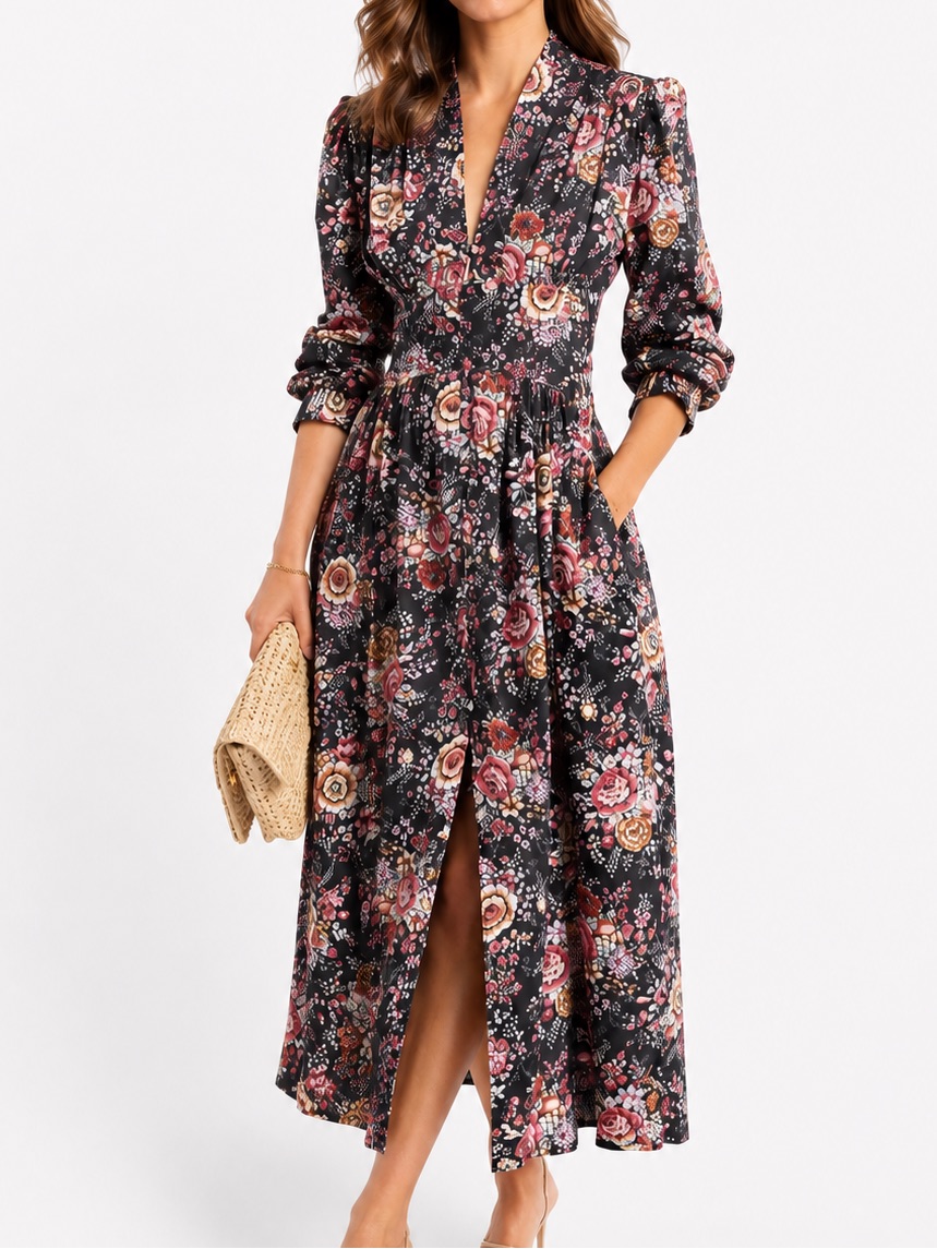 Tuckernuck Mille Resort & Travel Anya Midi Dress Black Floral. 13